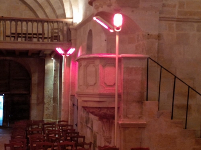 Eclairage d’une église proche de Branne en Gironde (33)