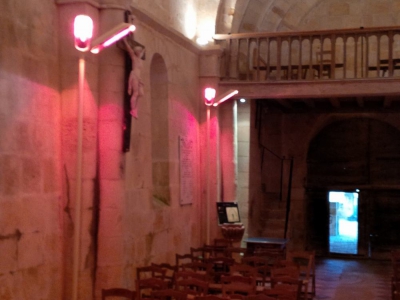 Eclairage d’une église proche de Branne en Gironde (33)